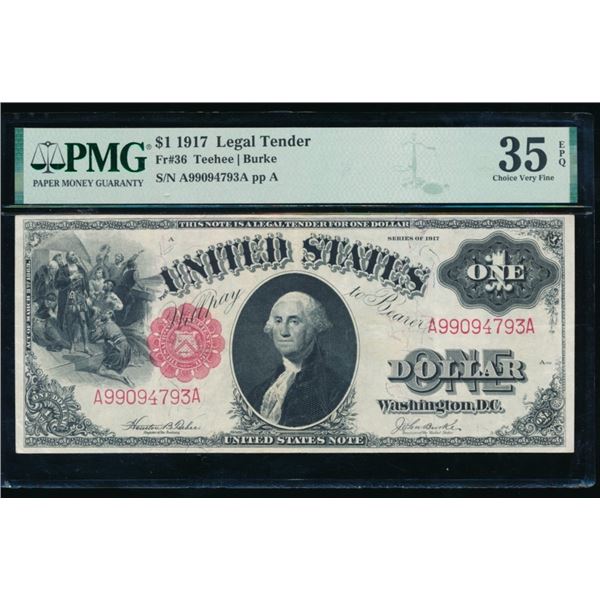 1917 $1 Legal Tender Note PMG 35EPQ