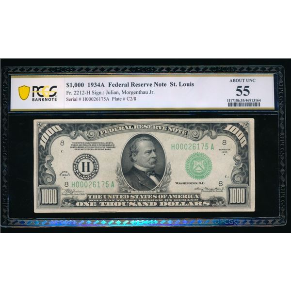 1934A $1000 St Louis FRN PCGS 55