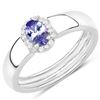 Image 3 : Plated Rhodium 0.75ct Tanzanite and White Zircon Ring