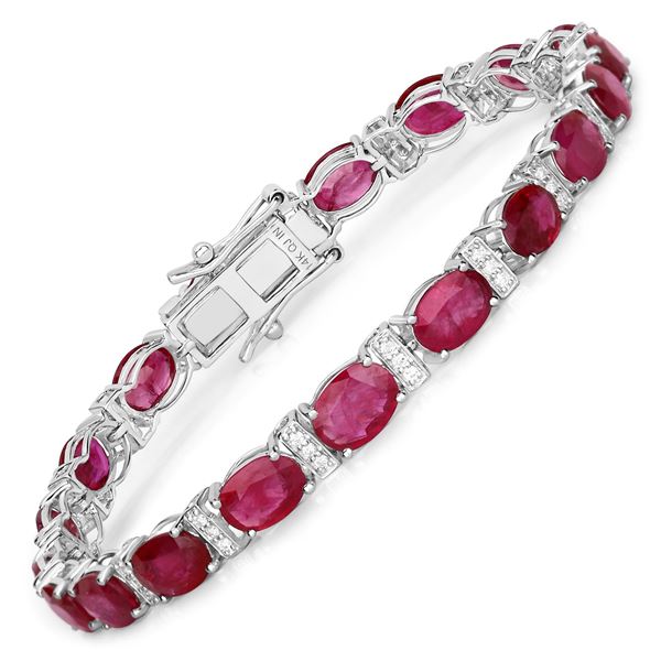 14KT White Gold 16.52ctw Ruby and Diamond Bracelet