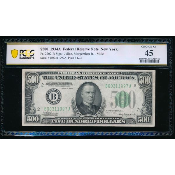1934A $500 New York FRN PCGS 45