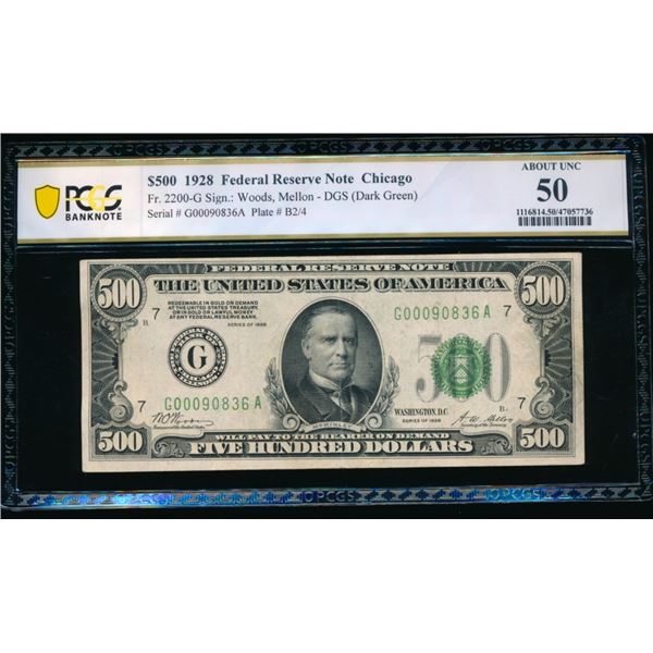 1928 $500 Chicago FRN PCGS 50