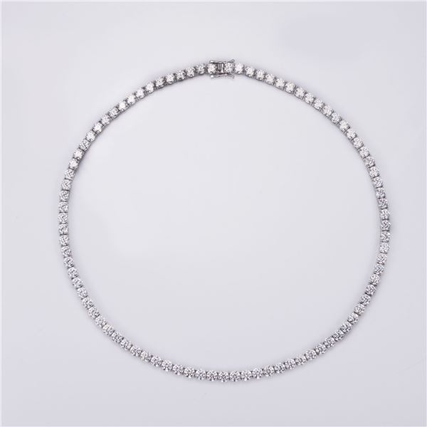 Plated Rhodium 36.00ctw White E-F Fire Moissanite Necklace