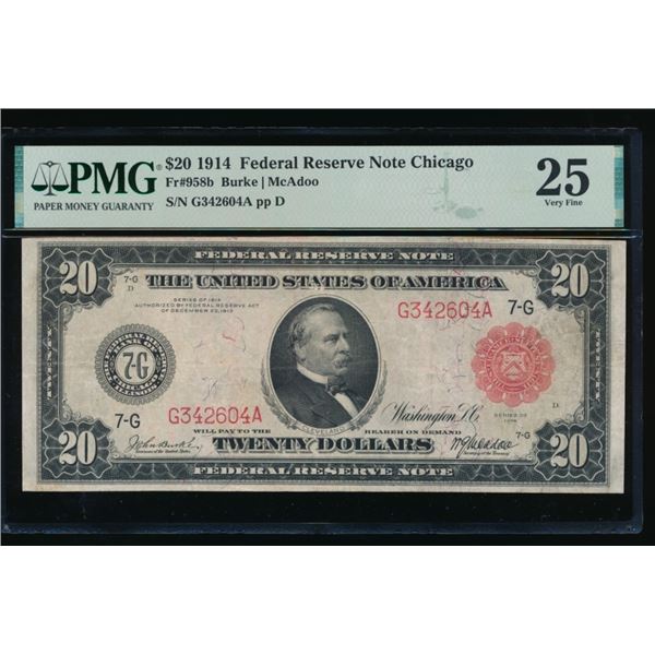 1914 $20 Red Seal Chicago FRN PMG 25