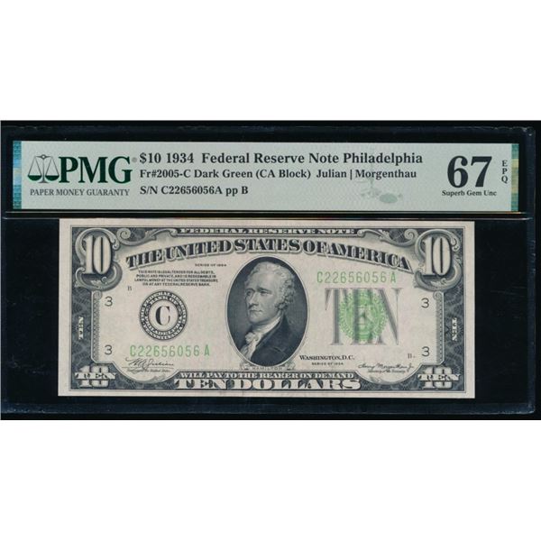 1934 $10 Philadelphia FRN PMG 67EPQ