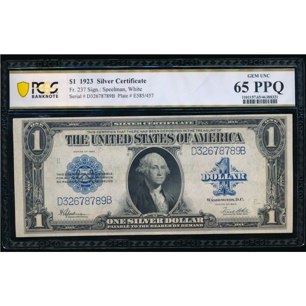 1923 $1 Silver Certificate PCGS 65PPQ