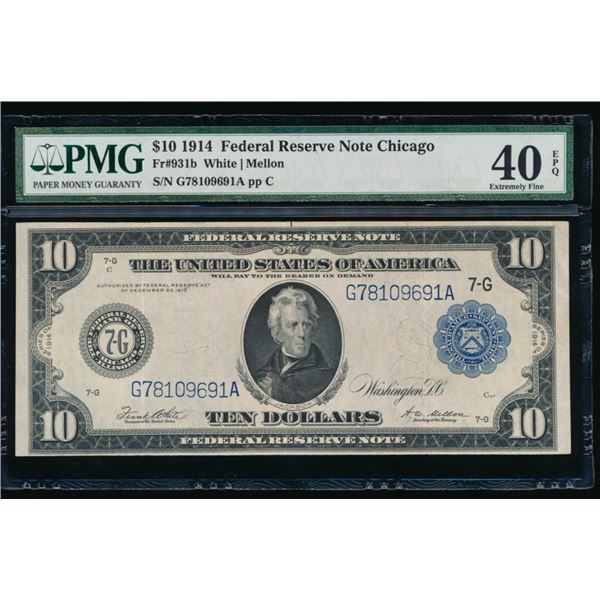 1914 $10 Chicago FRN PMG 40EPQ