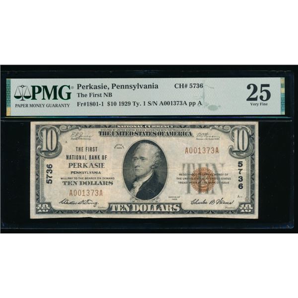 1929 $10 Perkasie PA National PMG 25