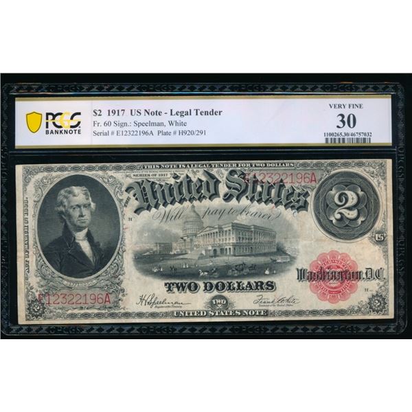1917 $2 Legal Tender Note PCGS 30
