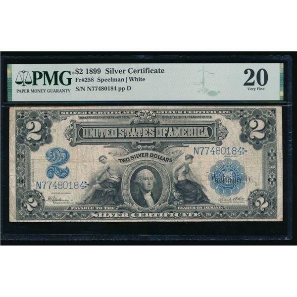1899 $2 Mini Porthole Silver Certificate PMG 20