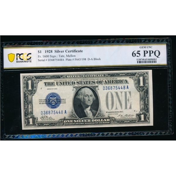 1928 $1 Silver Certificate PCGS 65PPQ