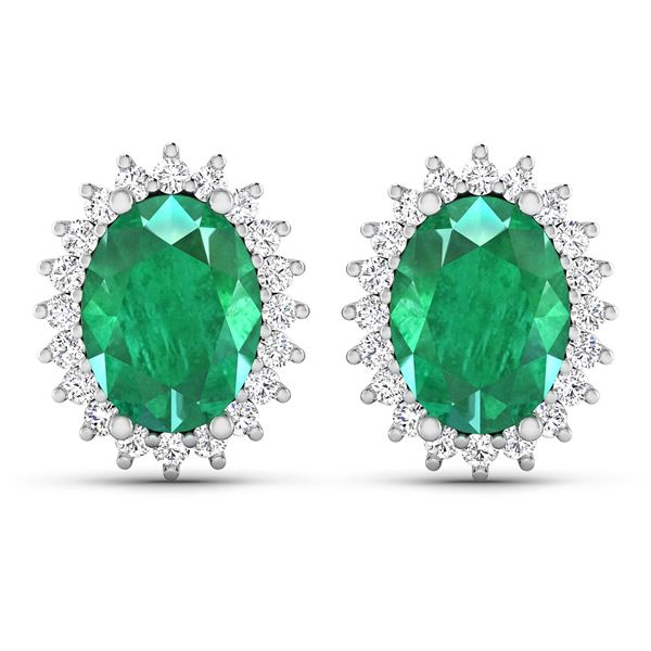 14KT White Gold 2.00ctw Emerald and Diamond Earrings