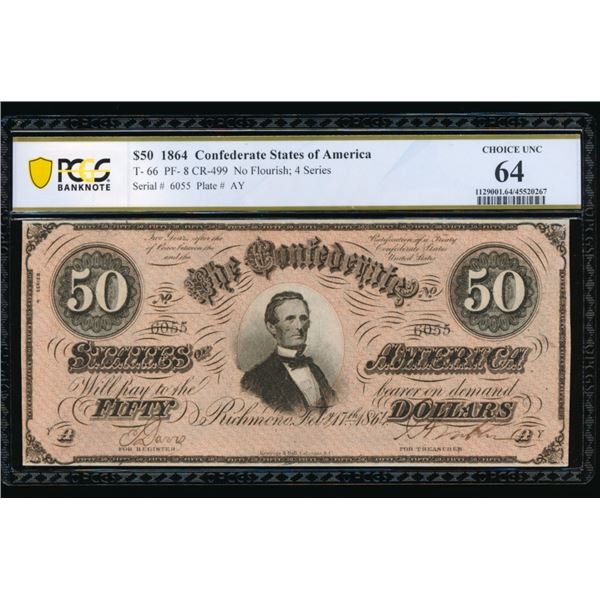 1864 $50 T-68 Confederate PMG 64