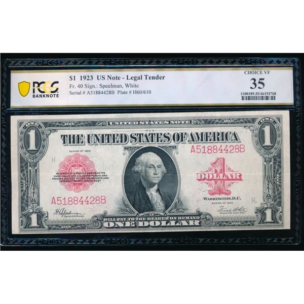 1923 $1 Legal Tender Note PCGS 35