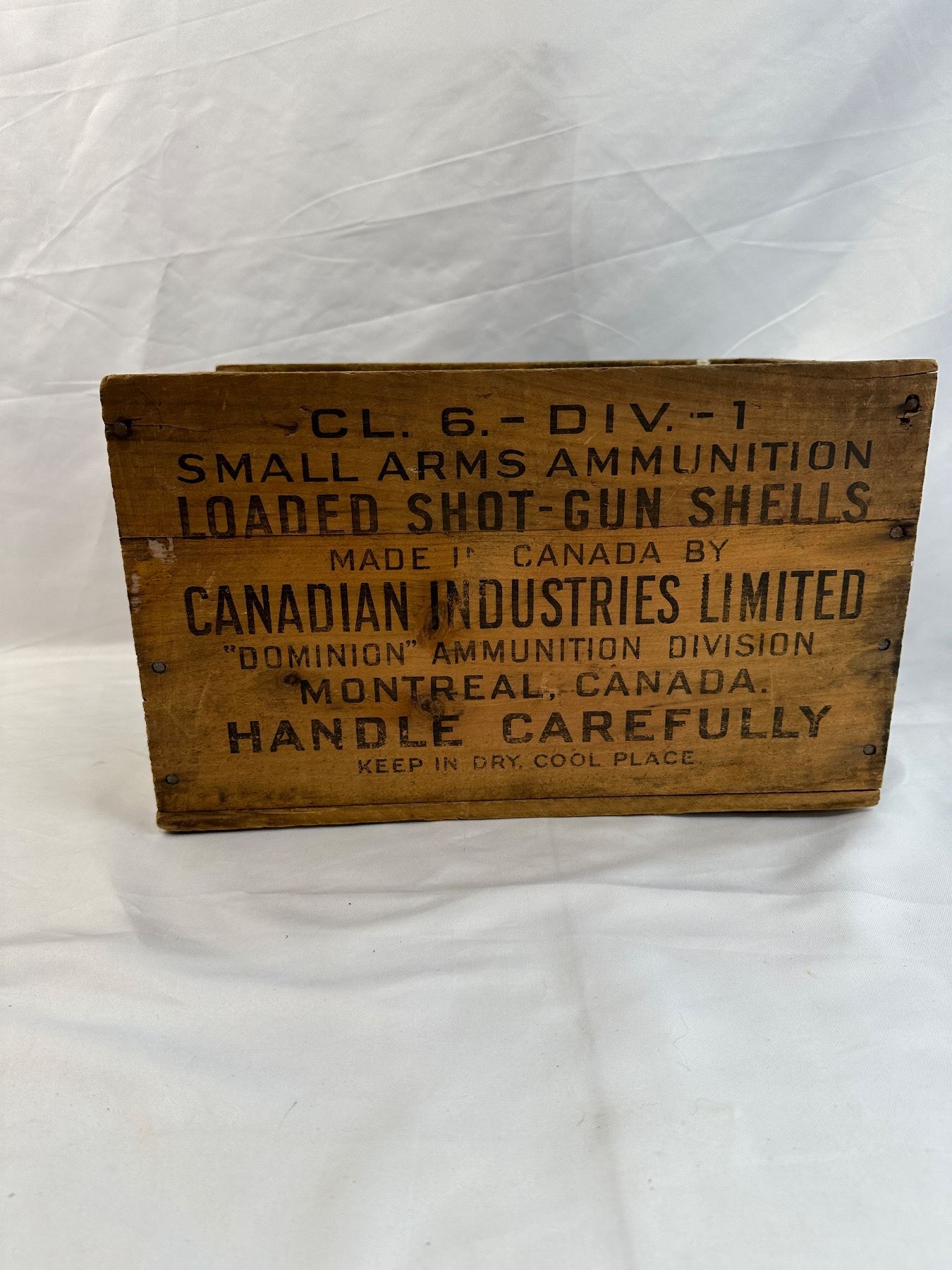 Candian Rifle Bullets Box Canadian Industries Limited Ammo Wood Box - Sunrise Estate Services Ltd