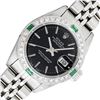 Image 1 : Rolex Ladies Stainless Steel Quickset Black Index Diamond And Emerald Bezel Date