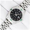 Image 2 : Rolex Ladies Stainless Steel Quickset Black Index Diamond And Emerald Bezel Date