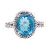 Image 2 : 4.16 ctw Apatite And Diamond Ring - 14KT White Gold