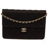 Chanel Black Jersey Fabric Half Flap Chain Shoulder Bag