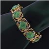 Vintage 14k Yellow Gold Cushion Cabochon Jade & 2.20 ctw Sapphire Chain Bracelet