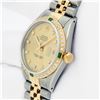 Image 3 : Rolex Mens 2T Champagne Diamond & Emerald Datejust 36MM