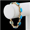 Image 1 : Oscar Friedman 14K Yellow Gold Turquoise and Diamond Bracelet