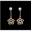 Image 1 : 14KT Two-Tone Gold 0.11 ctw Diamond Earrings