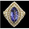 Image 2 : 14KT Yellow Gold 10.41 ctw Tanzanite and Diamond Ring