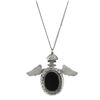 Image 2 : Chanel Black Rhinestones Cabochon Beads Oval Wing Pendant Necklace