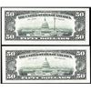 Image 2 : Lot of (2) 1993 $50 Federal Reserve Notes Chicago Minor Offset Error