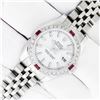 Image 3 : Rolex Ladies Stainless Steel White Index Ruby and Diamond Datejust Wristwatch