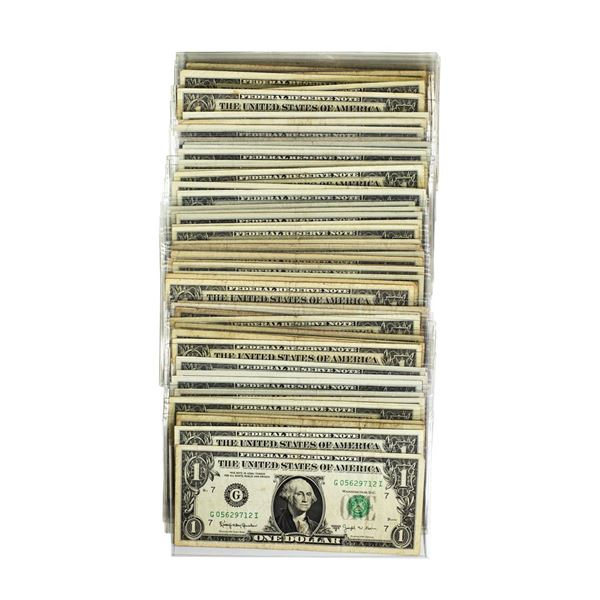 Lot of (50) Barr 1963B $1 Federal Reserve Notes