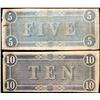 Image 2 : Lot of 1864 $5 & $10 Confederate States of America Notes