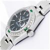 Image 5 : Rolex Ladies Stainless Steel Black Index Emerald and Diamond Datejust Wristwatch