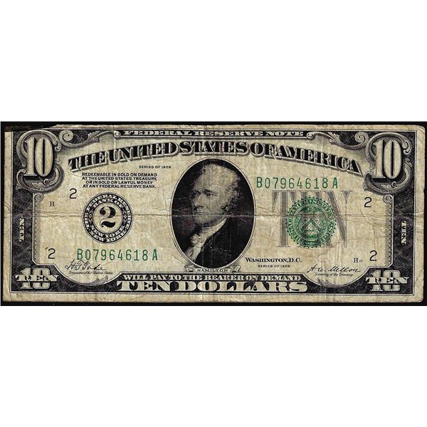 1928 $10 Federal Reserve Note New York