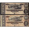 Image 1 : Lot of (2) 1864 $10 Confederate States of America Notes