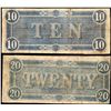 Image 2 : Lot of 1864 $10 & $20 Confederate States of America Notes