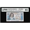 Image 1 : 1950-1960 Saint Pierre & Miquelon 10 Francs Specimen Note Pick# 23s PMG Choice Uncirculated 64