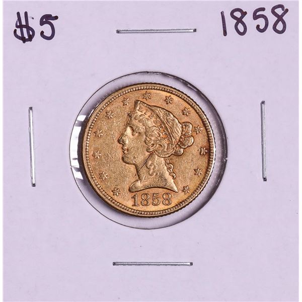 1858 $5 Liberty Head Half Eagle Gold Coin