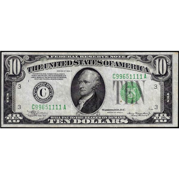 1934A $10 Federal Reserve Note Philadelphia