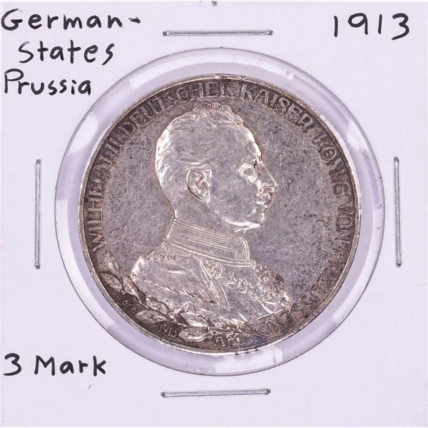 1913 German States Prussia 3 Mark Silver Coin