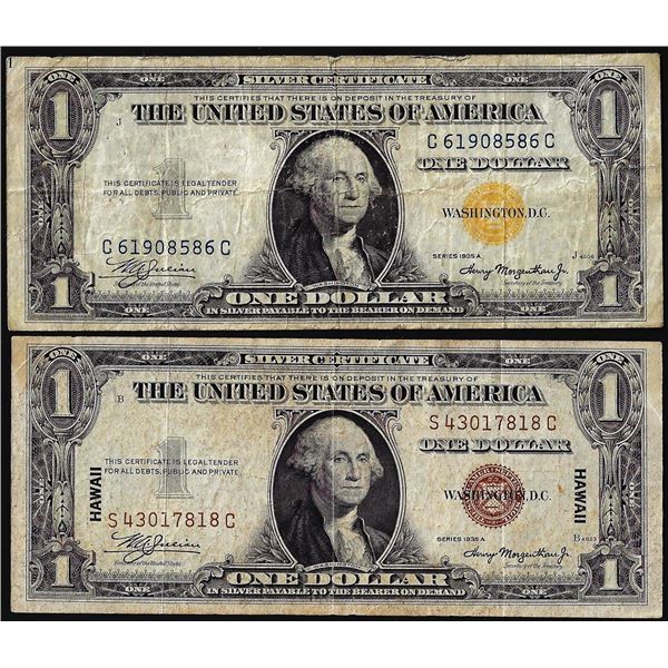 Lot of 1935A $1 Hawaii & North Africa WWII Emergency Issue Silver Certificate Notes