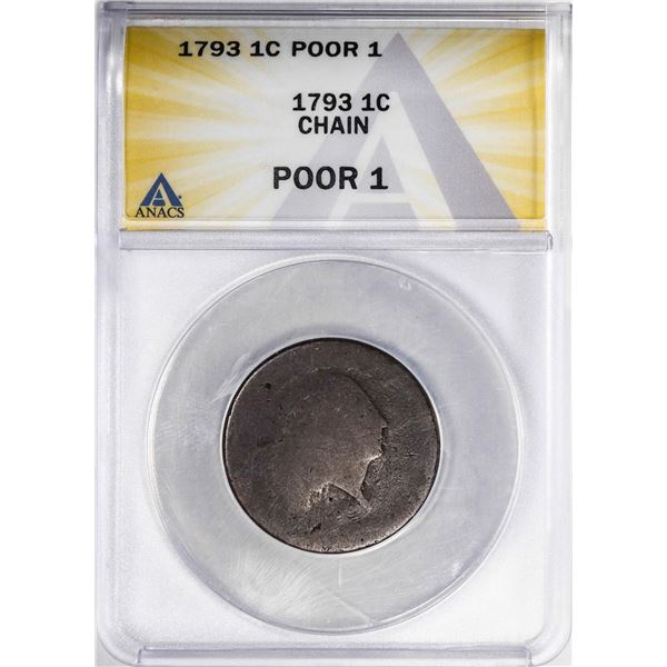 1793 Chain America Cent ANACS Poor 1