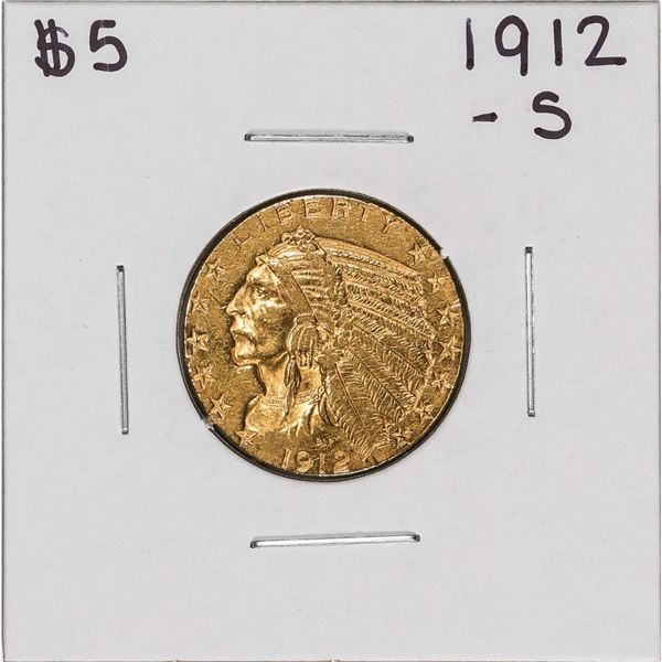 1912-S $5 Indian Head Half Eagle Gold Coin