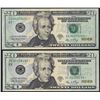 Image 1 : Lot of (2) 2006 $20 Federal Reserve Star Notes