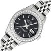 Image 1 : Rolex Ladies Stainless Steel Black Index Diamond Datejust Wristwatch