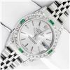 Image 2 : Rolex Ladies Stainless Steel Silver Index Emerald and Diamond Datejust Wristwatch