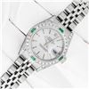 Image 3 : Rolex Ladies Stainless Steel Silver Index Emerald and Diamond Datejust Wristwatch