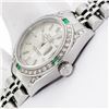 Image 6 : Rolex Ladies Stainless Steel Silver Index Emerald and Diamond Datejust Wristwatch