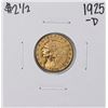 Image 1 : 1925-D $2 1/2 Indian Head Quarter Eagle Gold Coin